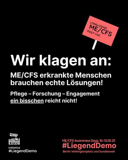 Wir klagen an:

ME/CFS erkrankte Menschen brauchen echte Lösungen!

Pflege - Forschung - Engagement
_ein_bisschen_ reicht nicht!