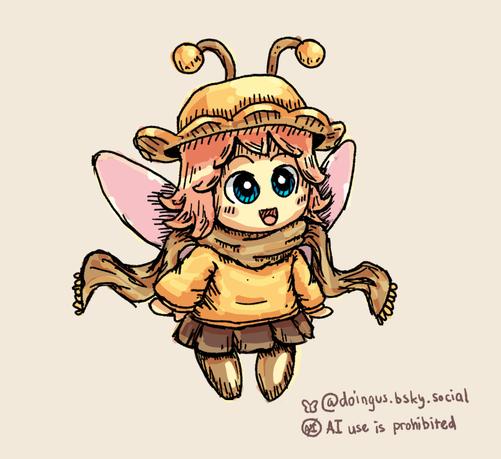 ribbon, the famous fairy from kirby 64, rocking some joyful bee-themed attire.
