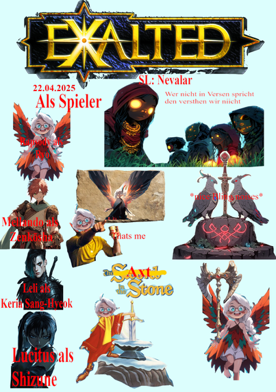 Kollage zu meiner Exalted Runde vom 22.4.25
