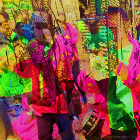 Barcelona digital edited multiple exposure street photography, made with the GNU Image Manipulation Program.
