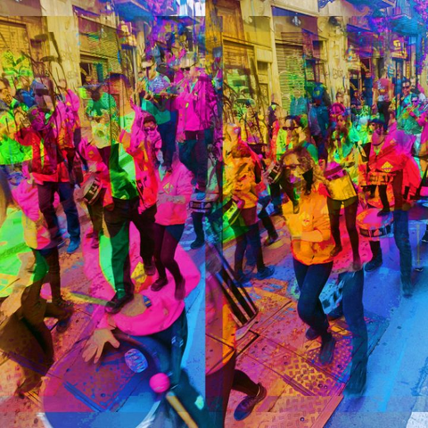 Barcelona digital edited multiple exposure street photography, made with the GNU Image Manipulation Program.