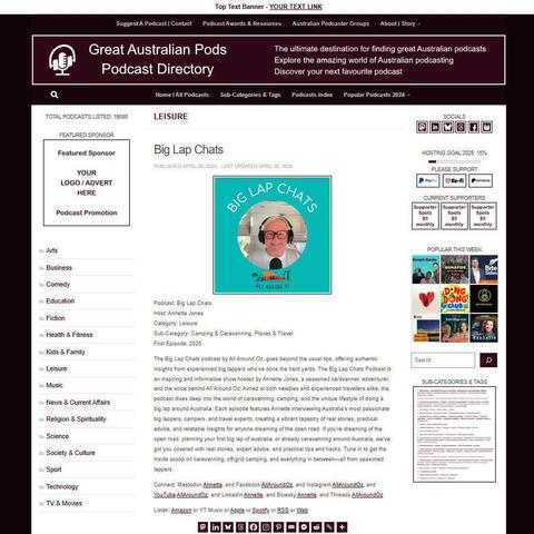 Big Lap Chats
Screenshot of the podcast listing on the Great Australian Pods website
