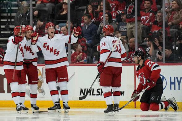 Svechnikov scores 3 goals as Hurricanes beat Devils 5-2 to take 3-1 series lead