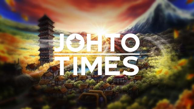 The Johto Times logo, featuring official artwork of the Johto region