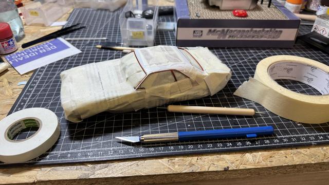 Masked body of a 1970s Dodge Challenger by Revell in 1:24