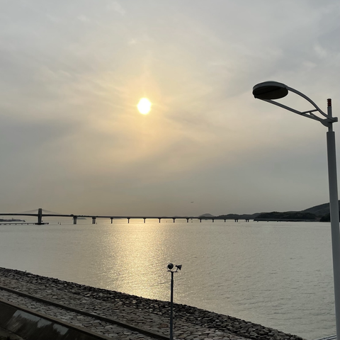 Low sun above the sea in Incheon