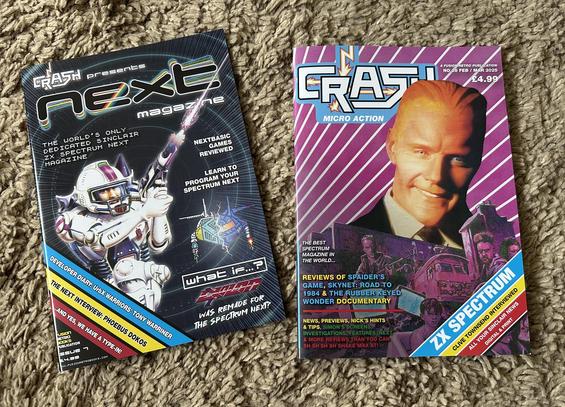 Next magazine with a spaceman on the cover firing a laser gun and what if Exolon was remade for the spectrum next? Next to that is crash magazine with max headroom on the cover.