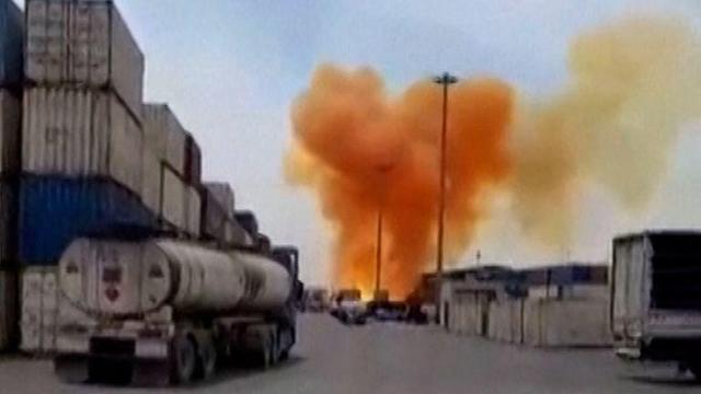 The explosion at the Shahid Rajaee port in southern Iran, April 26, 2025 (Sky)