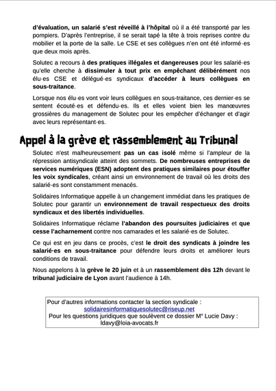 Quatrième page du communiqué