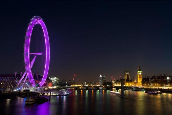 time lapse photo of the Thames, the London Eye ferris wheel, Parliament and Big Ben