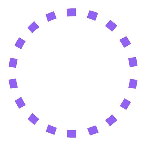 A circle made of evenly spaced violet dashes on a white background. Minimalist circle - a planet, a node, a community?
Reveil image credit: Sam Baraitser Smith