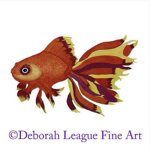 This print, in vibrant colors of orange, yellow, and purple, captures the delicate grace of the fish's flowing fins and tail, bringing the beauty of nature to life.   True to its name, the fish appears to hold its lips pursed, ready for a kiss.  A work that is artistic, whimsical and serene.