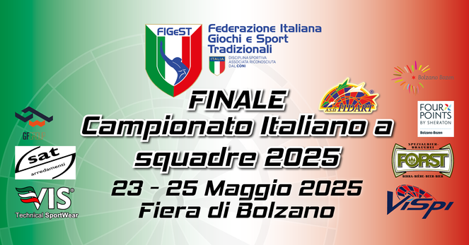 Finale Campionato Italiano a squadre 2025 dal 23 al 25 maggio 2025 nella Fiera di Bolzano