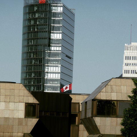 a Canadian flag flies over its embassy in Berlin