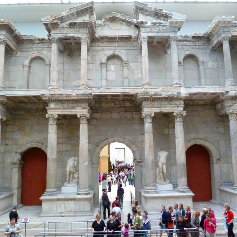 broad view of most of the reconstructed Market Gate of Miletus
