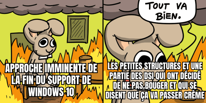 Approche imminente de la fin de support de Windows 10 : "Tout va bien." pensent les petites structures et une partie des DSI qui ont  décidé de ne pas bouger et qui se disent que ça va passer crème.