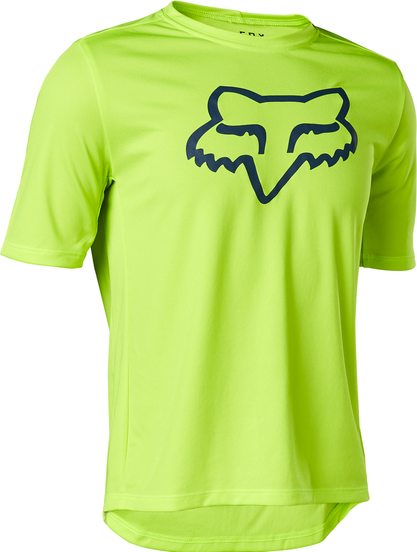 Grüngelbes Shirt mit Fuchsaufdruck.