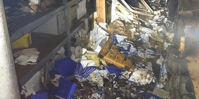 Fire damage at Carpenters Hall.