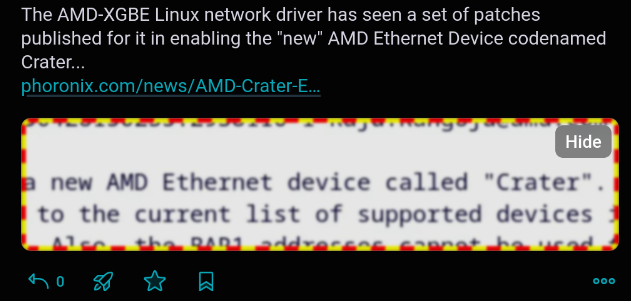 screenshot of a post on fedi with an image - the image has a red and yellow dashed border.