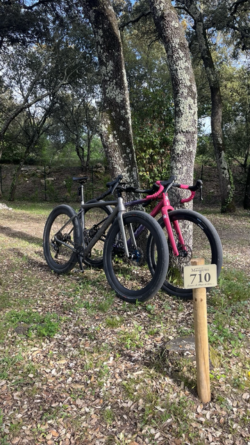 Our gravelbikes at our camping pitch at Domaine de Masserau
