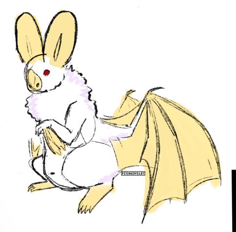 a white anthropomorphic bat
