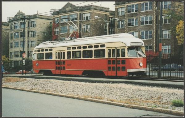 Printed colour postcard showing a view of the Boston Metropolitan Transit Authority Car Number 3295 President's Conference Committee Car at Commonwealth Avenue in Brishton, Massachusetts.

Published by Mary Jayne's Railroad Specialties Inc, No MJ1463 (J18226), 1997.

Postally unused.

Excellent condition, with minimal corner bumps.