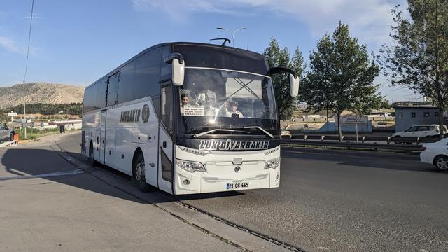 A huge travel coach.