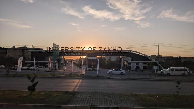 Sunset behind the university of Zaxo.