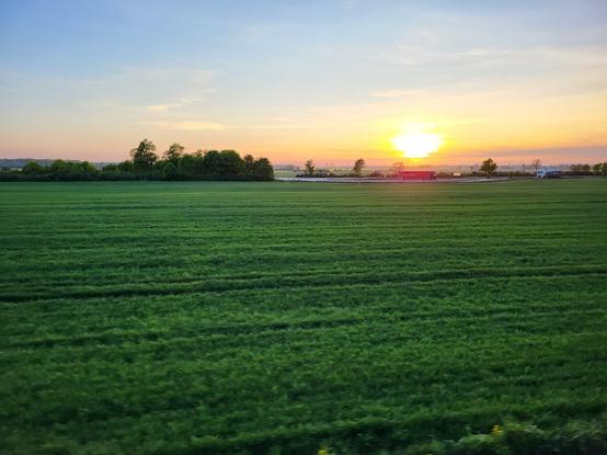 Sonnenuntergang zwischen Budzyń und Poznań.