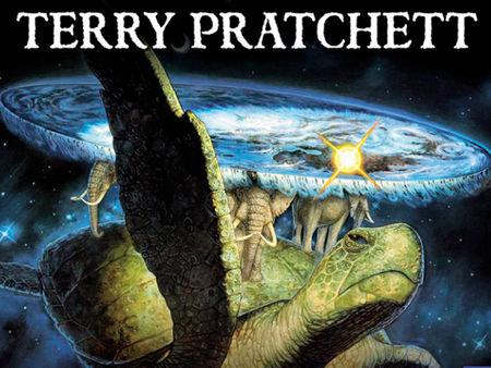 Die einzig wahre Scheibenwelt nach Terry Pratchett:
Vier Elefanten stehen auf einer Schildkröte und tragen die Scheibenwelt auf ihren Rücken.
Die Schildkröte fliegt mit ihnen durch das Universum.
