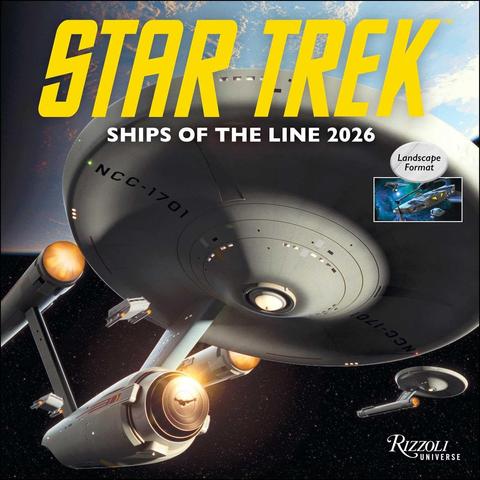 A preview image of the cover of Star Trek Ships of the Line 2026, which features artwork of the TOS version of the USS Enterprise created by Lewis Niven.