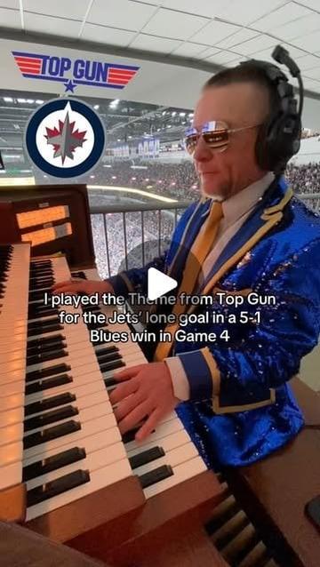 Jeremy A. Boyer 🎹 on Instagram: "I played the Theme from Top Gun for the Jets’ lone goal in a 5-1 Blues win in Game 4 #stlblues #TopGun #maverick #goose #stl #stlouis #missouri #nhl #hockey #stanleycup #stanleycupplayoffs #gojetsgo #jets"