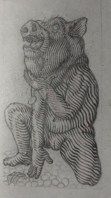 Dibujo de un niñx cabwza de marrano.