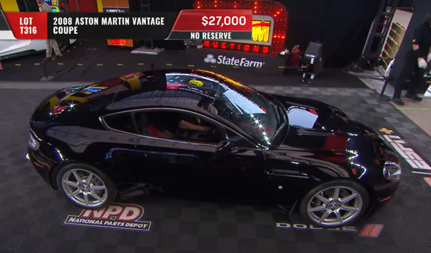 2008 Aston Martin Vantage Coupe in black, after selling at auction for no reserve for $27K.