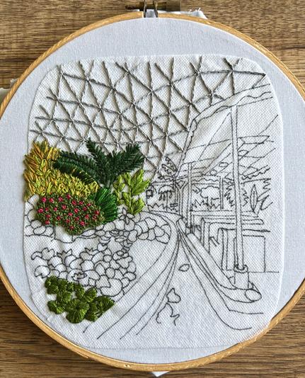 Embroidery pattern in progress of Living With The Land at Epcot, Walt Disney  World