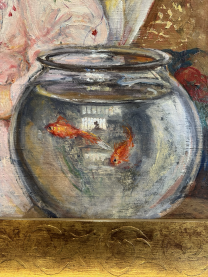 closeup of the goldfish bowl