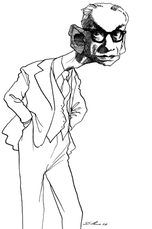 Caricature of G by David Levine for The New York Review of Books.