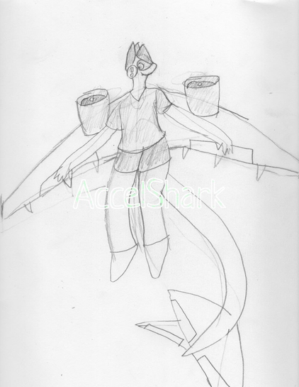 A sketch of an airplane dragon shark hybrid