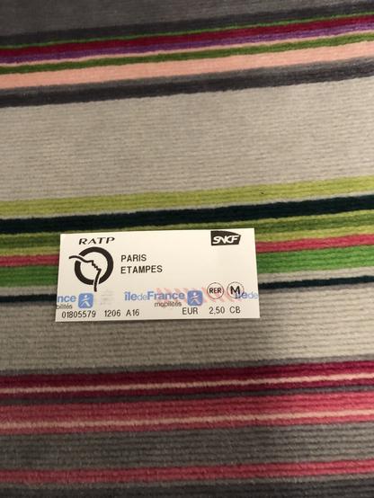 Titre de transport papier RATP
