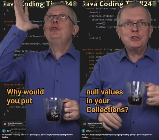 José Paumard: Why would you put null values in your collection??? #Java