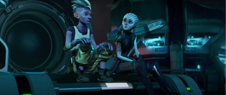 A shot of Dal talking with Gwyn on the Protostar.  From E116