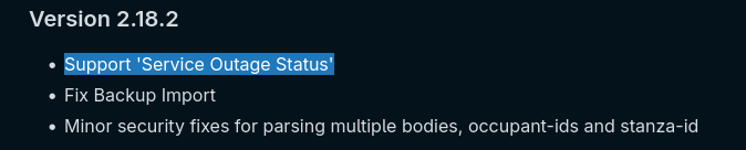 Support 'Service Outage Status'
