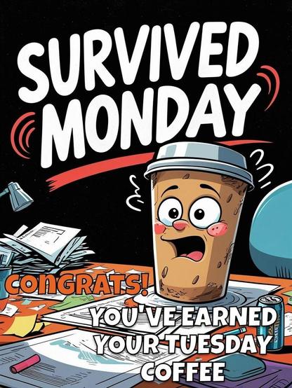 Survived Monday? Congratulations, you've earned your Tuesday Coffee