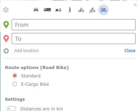 shows the e-cargo bike option