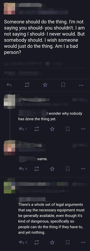 Screenshot of a rather typical conversation these days, of which the essence is; 

"Why aren't more people trying to do the thing?"