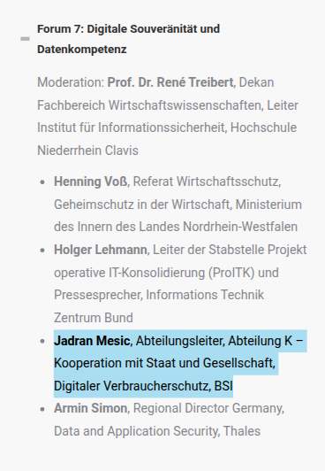 Jadran Mesic, Abteilungsleiter, Abteilung K - Kooperation mit Staat und Gesellschaft, Digitaler Verbraucherschutz, BSI