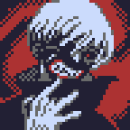 Ken Kaneki, from Tokyo Ghoul, in his ghoul mask, imagined as 48 x 48 pixel art (resized to 144x144)