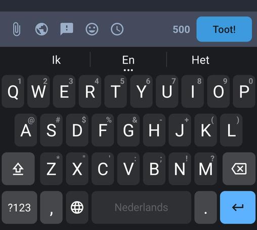 Screen van mijn toetsenbord.

De gifjes mogelijkheid zat bovenaan en de emoticons bij de komma.

Maar nu dus niet meer.