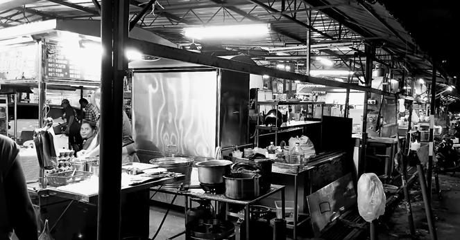 Hawker stalls at night