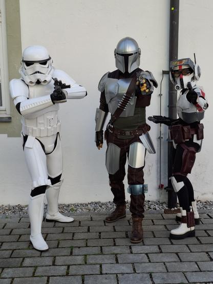 Me in a Mandalorian cosplay with friends